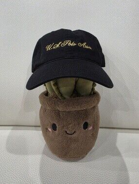 NWT U.S. Polo Assn. Black Baseball Cap Gold Cursive Script Embroidery Dad Hat OS